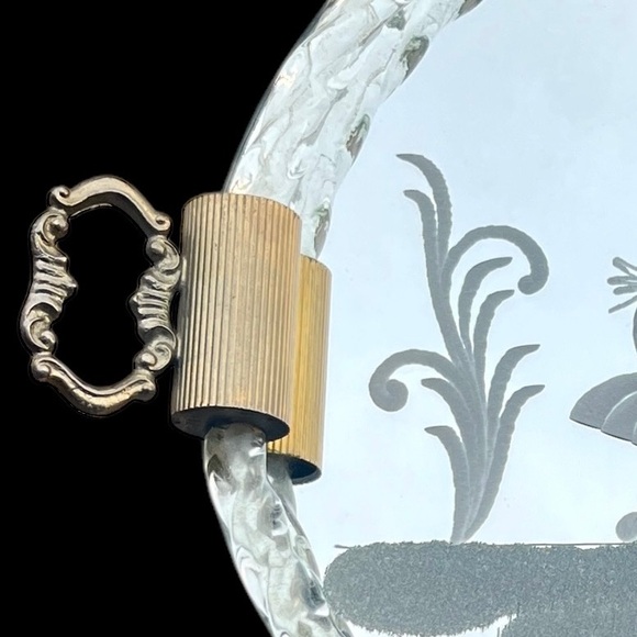 Vintage Venetian Glass Etched Mirror Tray Vanity Serving Ercole Barovier Italy - Picture 3 of 7